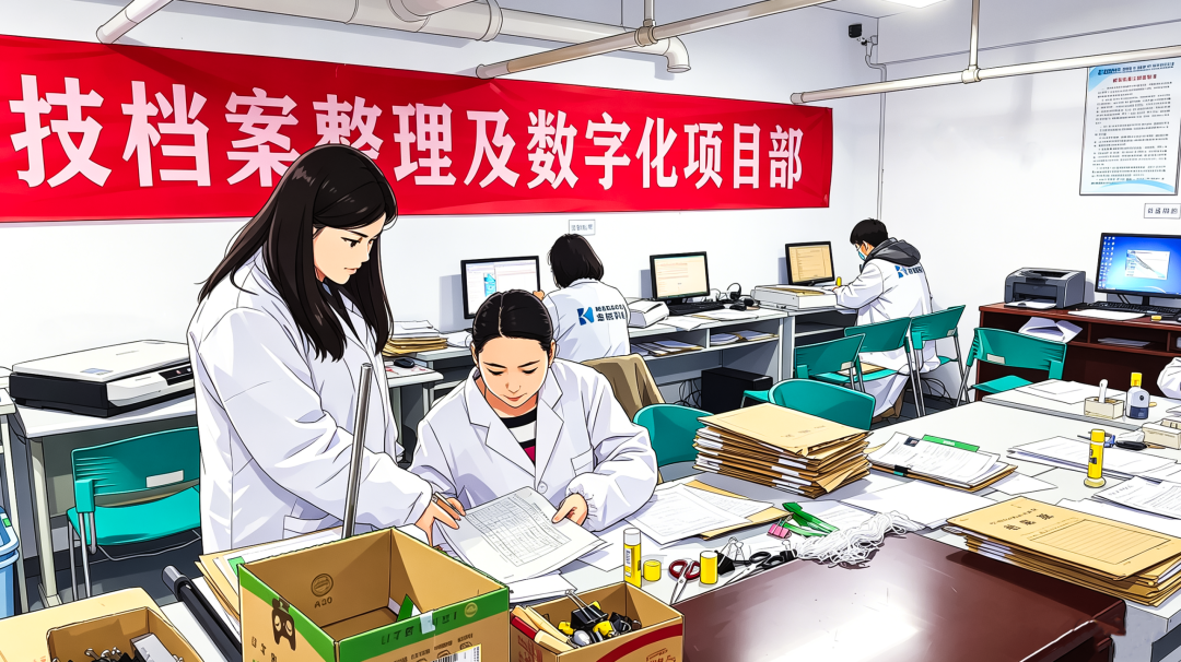 金档档案整理及数字化项目部员工工作场景