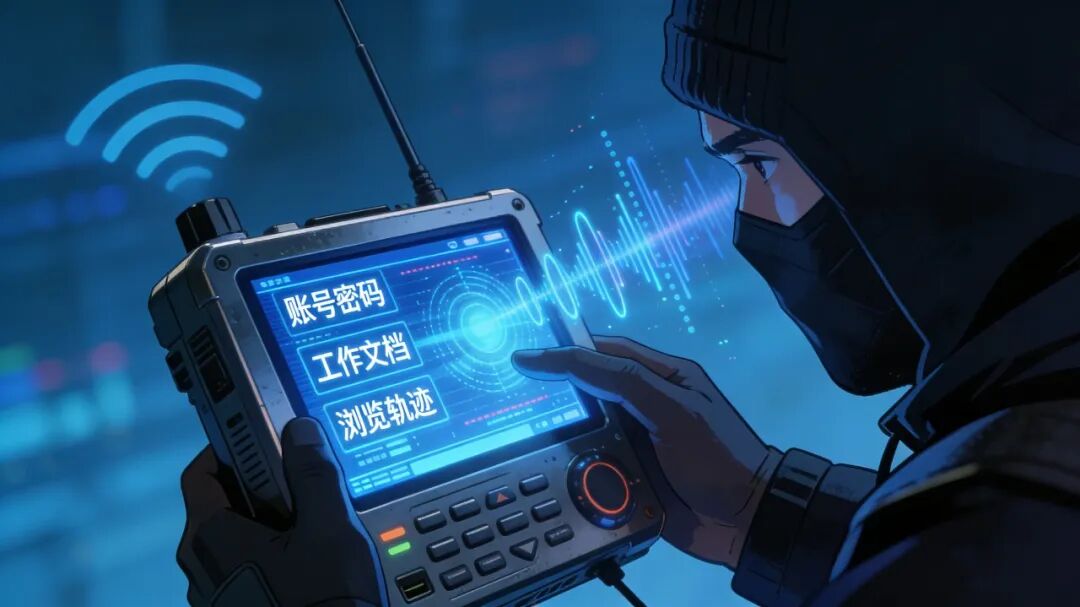 窃密者隔空截获信号示意图